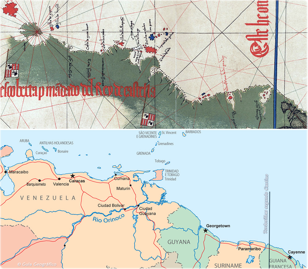 Comparação Cantino America do Sul