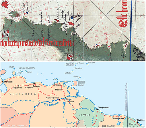 Mapa de Cantino Comparação