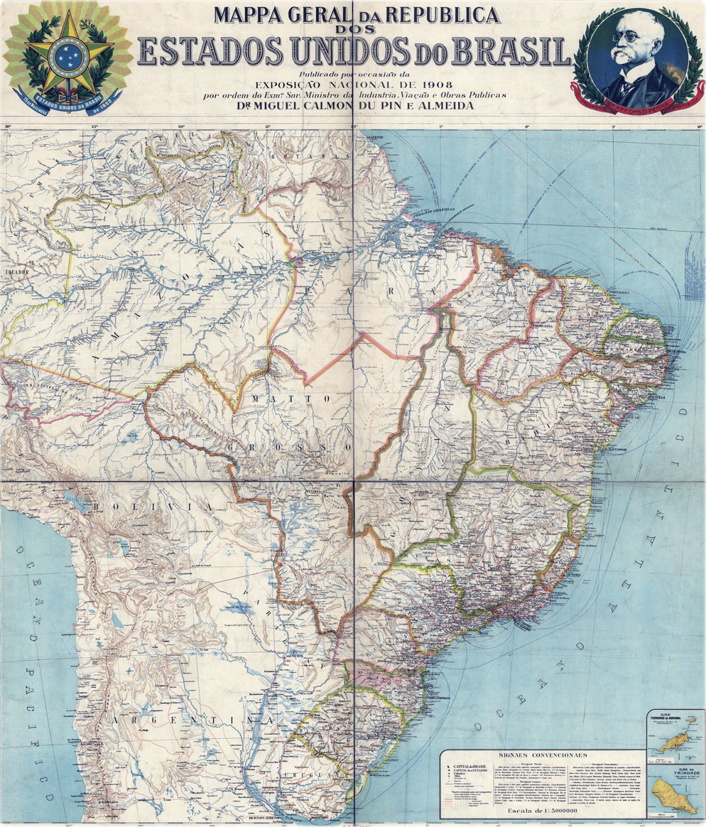 Mapa Político do Brasil em 1908